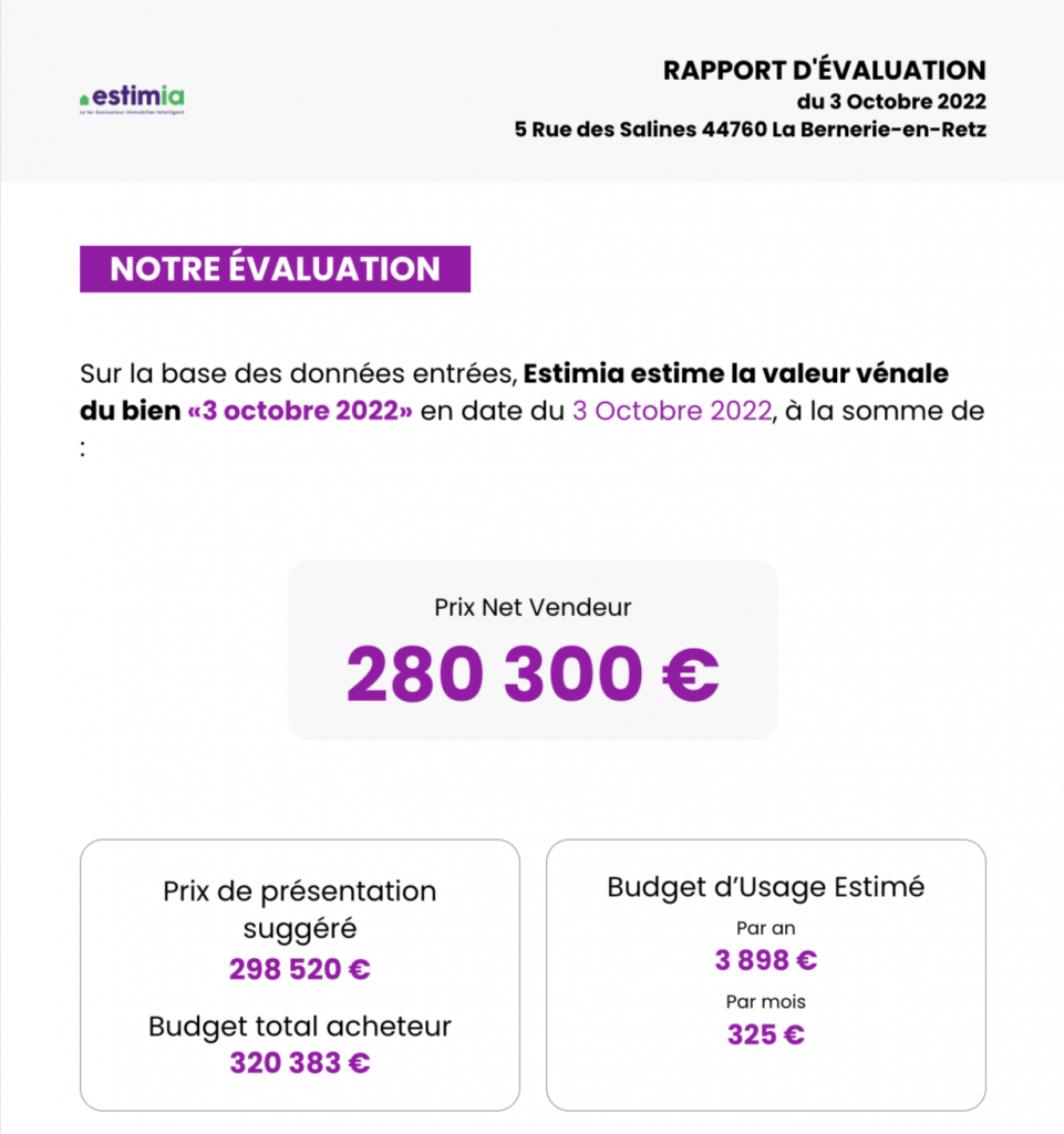 synthèse de l'estimation immobilière